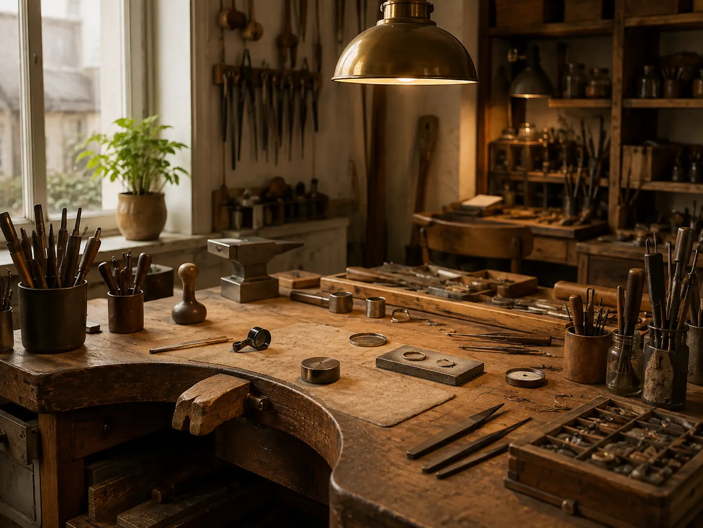 Die Goldschmiedewerkbank im Atelier Steenmeijer in Amsterdam